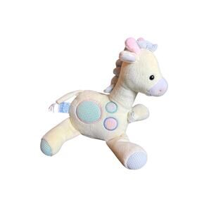 Vintage EDEN Giraffe Musical Plush Pastel Yellow Ribbon Bow Plaid Not Tested